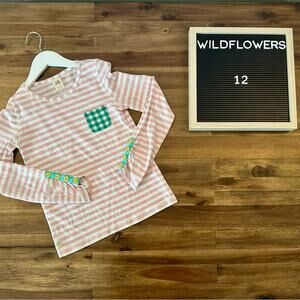 Wildflowers La La Land Tickle Me Pink Tee Shirt Pink Striped Green Knit 12